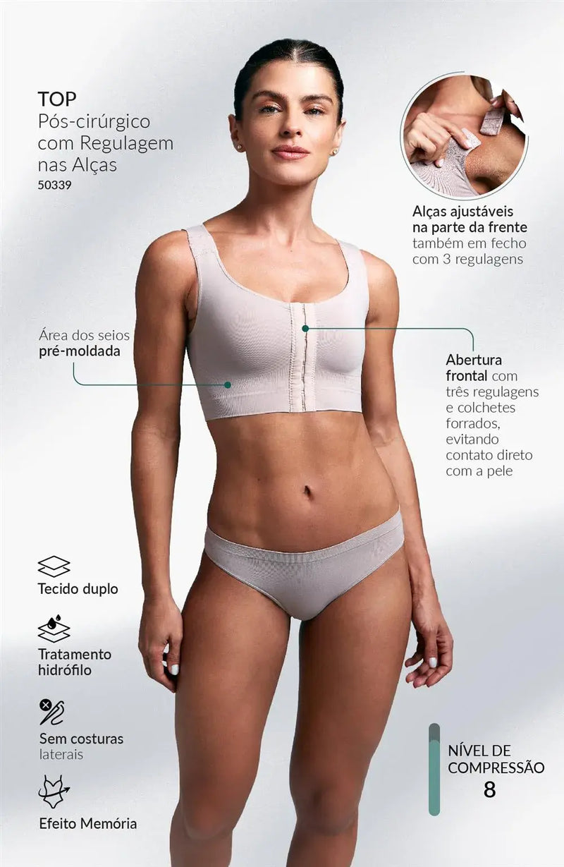 Top Pós-cirúrgico com Regulagem nas Alças - [Compre 1 Leve 2]