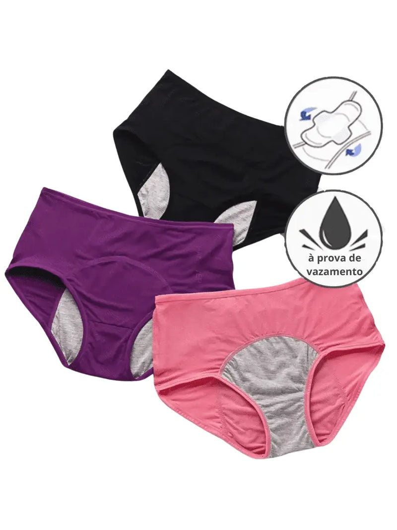 Calcinha Absorvente Protetora | Você Mais Tranquila e Confortável o Dia Todo! [Último dia de Leve 5 Pague 4 + Frete Grátis]